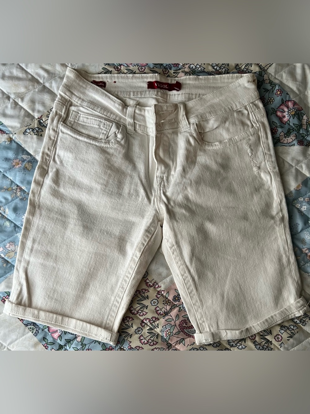 Vigold Men's White Slim Straight Denim Shorts